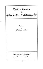 Cover of: New chapters of Bismarck's autobiography