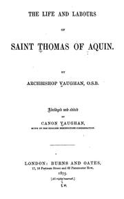 Cover of: The life and labours of Saint Thomas of Aquin by Roger William Bede Vaughan