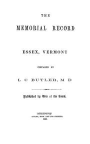 Cover of: The memorial record of Essex, Vermont by L. C. Butler