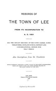 Records of the town of Lee from its incorporation to A.D. 1801 by Lee (Mass.)