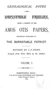 Cover of: Genealogical notes of Barnstable families