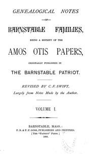 Cover of: Genealogical notes of Barnstable families by Amos Otis