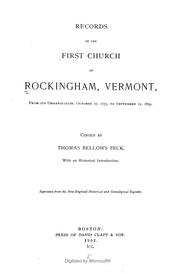 Records of the First Church of Rockingham, Vermont by First Church (Rockingham, Vt.)