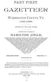 Cover of: Gazetteer of Washington County, Vt., 1783-1889