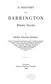 Cover of: A history of Barrington, Rhode Island