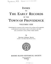 Cover of: Index to The early records of the town of Providence, v. I-XXI by Bowen, Richard LeBaron.