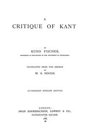 Cover of: A critique of Kant