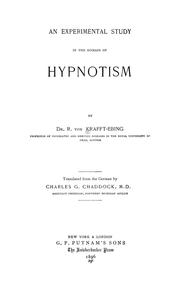 Cover of: An experimental study in the domain of hypnotism