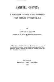Samuell Gorton by Lewis G. Janes
