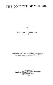 Cover of: The concept of method