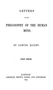 Cover of: Letters on the philosophy of the human mind: first series
