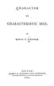 Cover of: Character and characteristic men