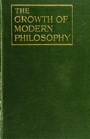 Cover of: The growth of modern philosophy