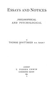 Cover of: Essays and notices: philosophical and psychological