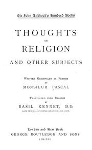Cover of: Thoughts on religion and other subjects