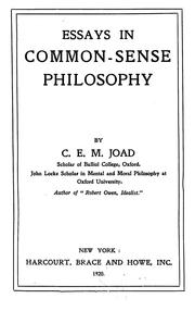 Cover of: Essays in common-sense philosophy