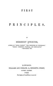 Cover of: First principles