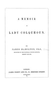 Cover of: A memoir of Lady Colquhoun by Hamilton, James