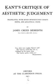Cover of: Kant's Critique of aesthetic judgement by Immanuel Kant