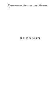 Cover of: Bergson
