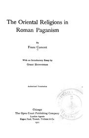 Cover of: The oriental religions in Roman paganism by Franz Valery Marie Cumont