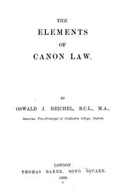 Cover of: The elements of canon law