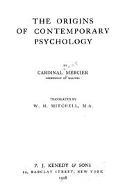 Cover of: Origins of contemporary psychology by Désiré Félicien Francois Joseph Mercier, cardinal