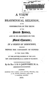Cover of: A view of the Brahminical religion by J. B. S. Carwithen