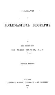 Cover of: Essays in ecclesiastical biography