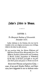 Cover of: Luther's letters to women