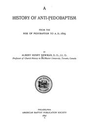 Cover of: A history of anti-pedobaptism by Albert Henry Newman