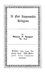 Cover of: A not impossible religion