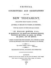 Critical conjectures and observations on the New Testament by William Morrell