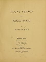 Cover of: Mount Vernon: and select poems