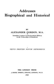 Cover of: Addresses, biographical and historical