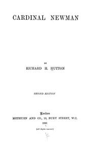 Cover of: Cardinal Newman by Richard Holt Hutton