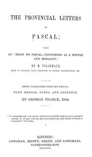 Cover of: The provincial letters of Pascal by Blaise Pascal