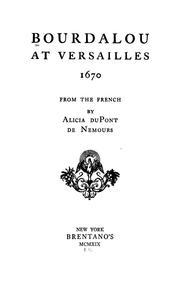 Cover of: Bourdalou at Versailles, 1670