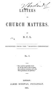 Cover of: Letters on church matters