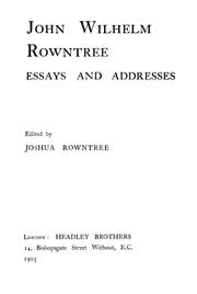 Cover of: John Wilhelm Rowntree | John Wilhelm Rowntree