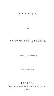 Cover of: Essays | Parsons, Theophilus