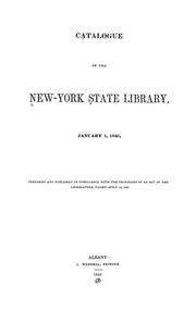 Cover of: Catalogue of the New York State Library. January 1, 1846