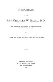 Cover of: Memorials of the Rev. Charles W. Baird, D.D by Charles Washington Baird, Charles Washington Baird