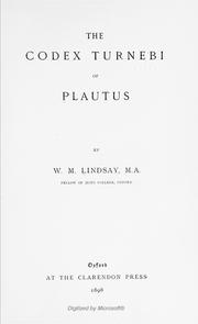 Cover of: The Codex Turnebi of Plautus
