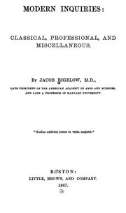 Cover of: Modern inquiries; classical, professional, and miscellaneous