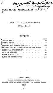 Cover of: List of publications, 1840-1915