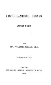 Cover of: Miscellaneous essays