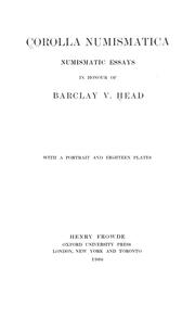 Cover of: Corolla numismatica, numismatic essays in honour of Barclay V. Head: With a portrait and eighteen plates