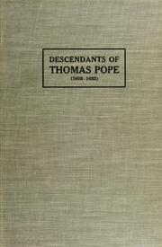 Cover of: Genealogy of Thomas Pope (1608-1883) and his descendants