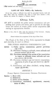 Cover of: An act to establish the public service commissions and prescribing their powers and duties ... by New York (State)